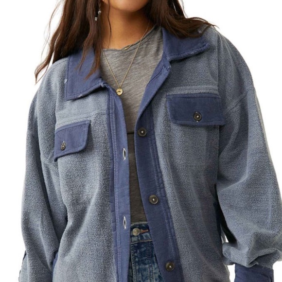 FREE PEOPLE Ruby Jacket Shacket - Oceana Navy Blue - NWT - Picture 4 of 6